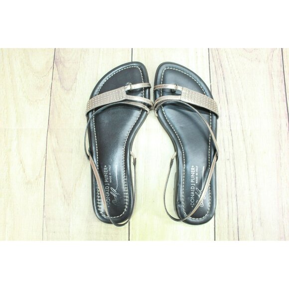 Donald J Pliner Gold Leather Slip-on Slingback Casual Italy Sandals Size 8 M - Picture 7 of 9